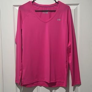 Women’s Under Armour Heat Gear Fitted V Neck Long Sleeve Shirt EUC